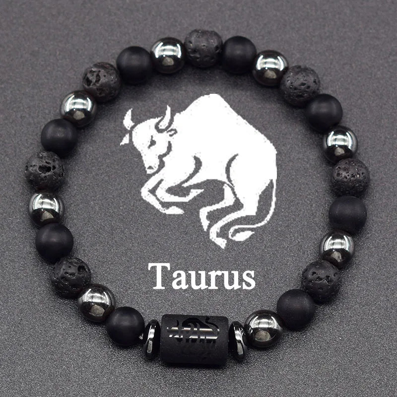 Natural Tiger Eye Stone 12 Zodiac Constellation Bead Bracelet