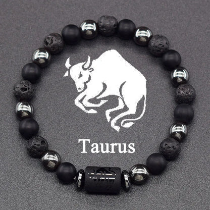 Natural Tiger Eye Stone 12 Zodiac Constellation Bead Bracelet