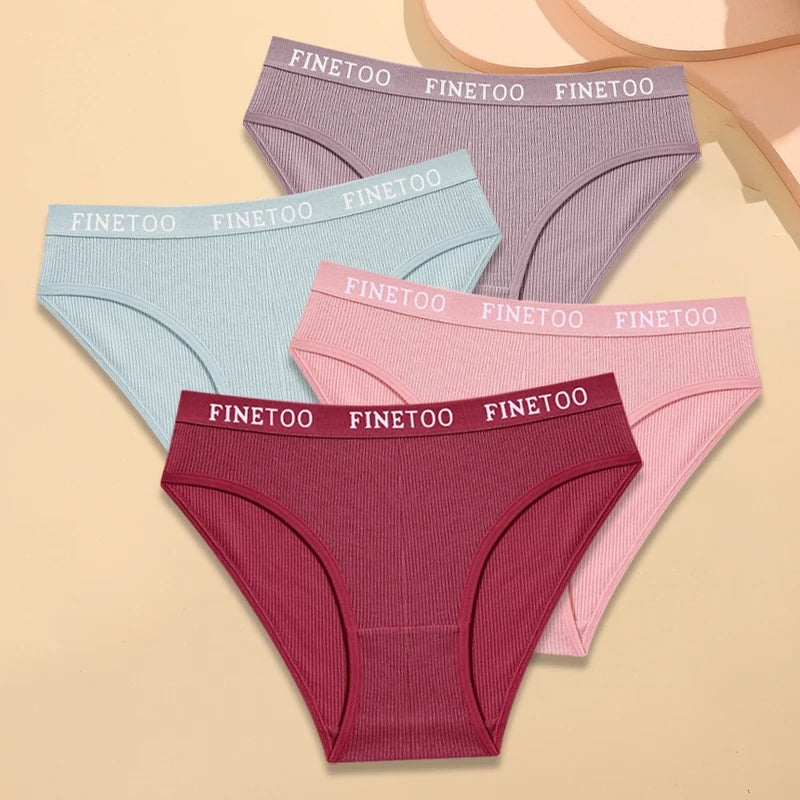 FINETOO 4Pcs Cotton Breathable Panties
