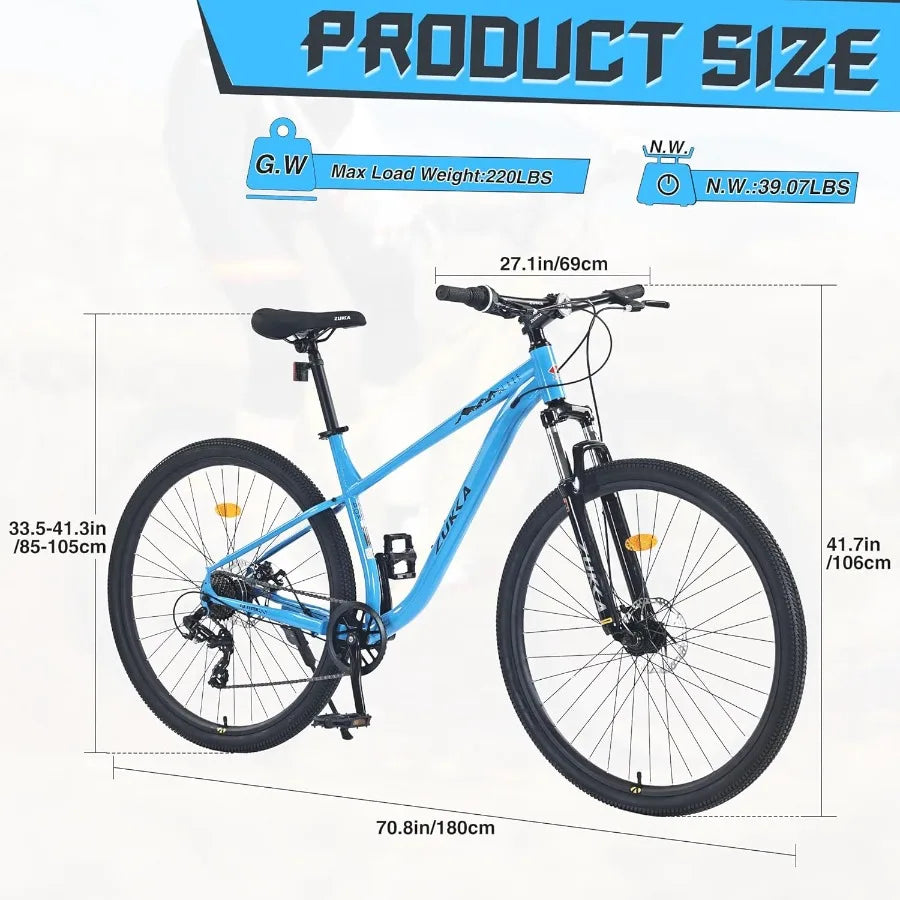 8 Speeds MTB Steel Frame Front Suspension Fork Disc Brake Bicycle