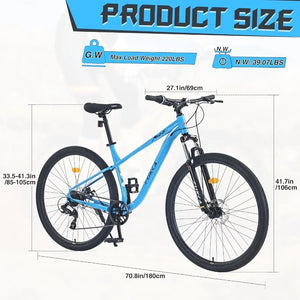 8 Speeds MTB Steel Frame Front Suspension Fork Disc Brake Bicycle