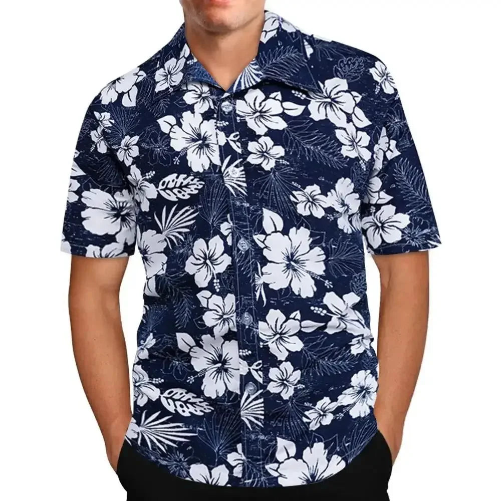 3D Plant Print Quick-Dry Short Sleeve Shirt