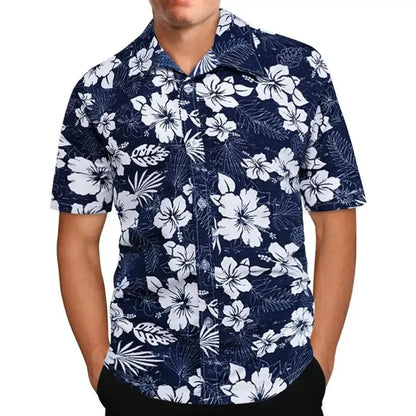 3D Plant Print Quick-Dry Short Sleeve Shirt