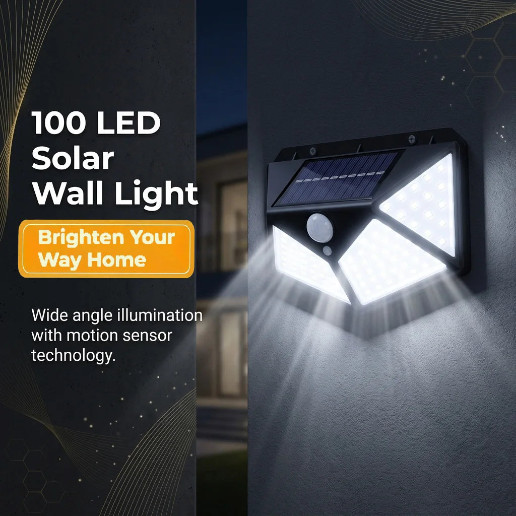 100 LED Solar Outdoor Motion Sensor Wall Lamp