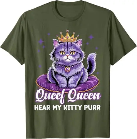 Funny "Queef Queen Cat" Adult Humor Graphic T-Shirt