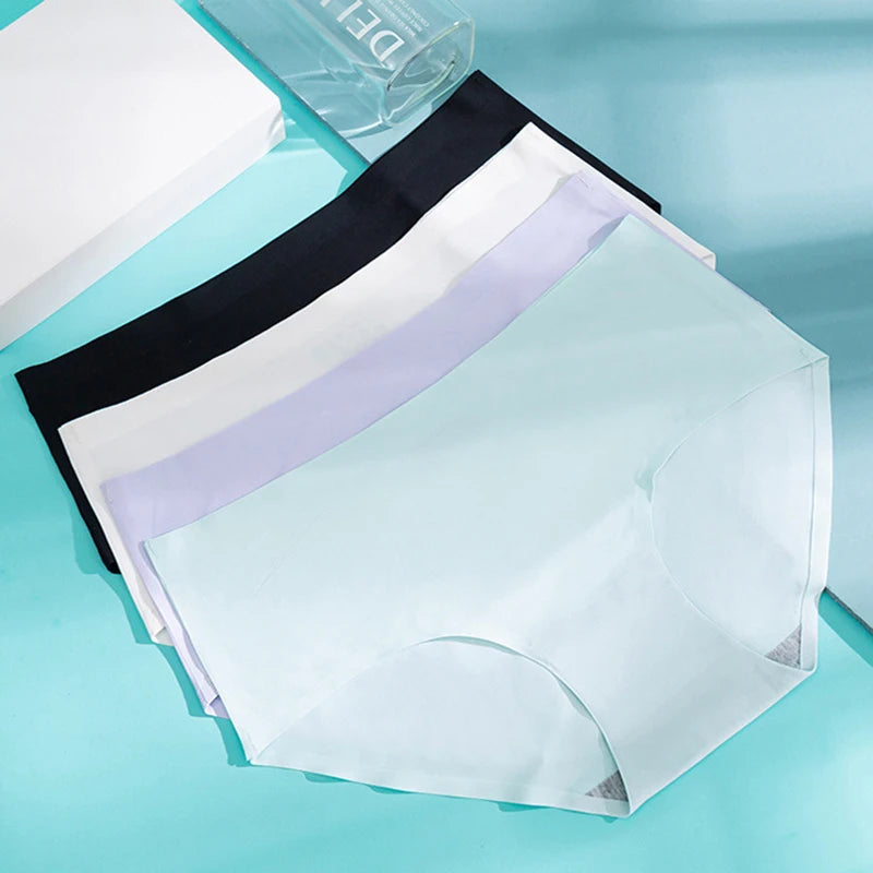 Women's Ice Silk Seamless Panties (3-Pack) – Mid-Waist Invisible Briefs