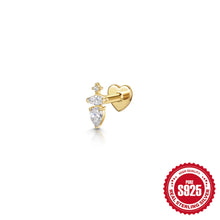 925 Sterling Silver Heart Flat Push-Back Zircon Piercing Stud Earrings