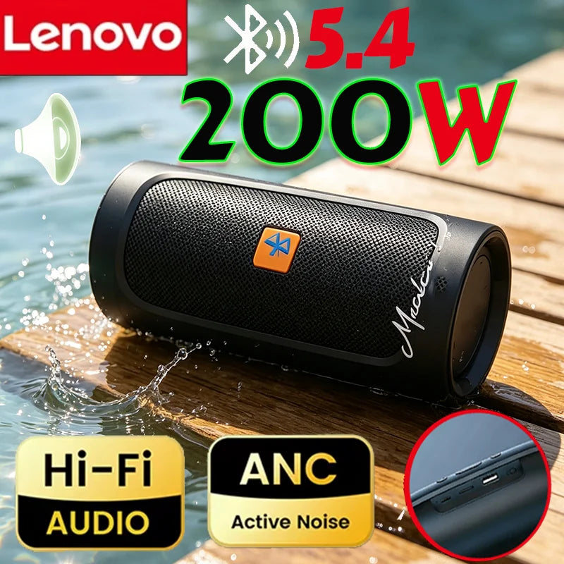 Lenovo Portable Outdoor Bluetooth Speaker – Dual Stereo Wireless Subwoofer with FM Radio, TWS & USB Support