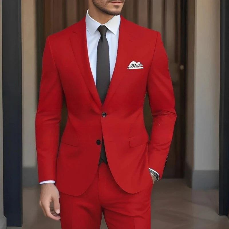 Men's Elegant Single-Breasted Slim Fit 3-Piece Linen Suit Set