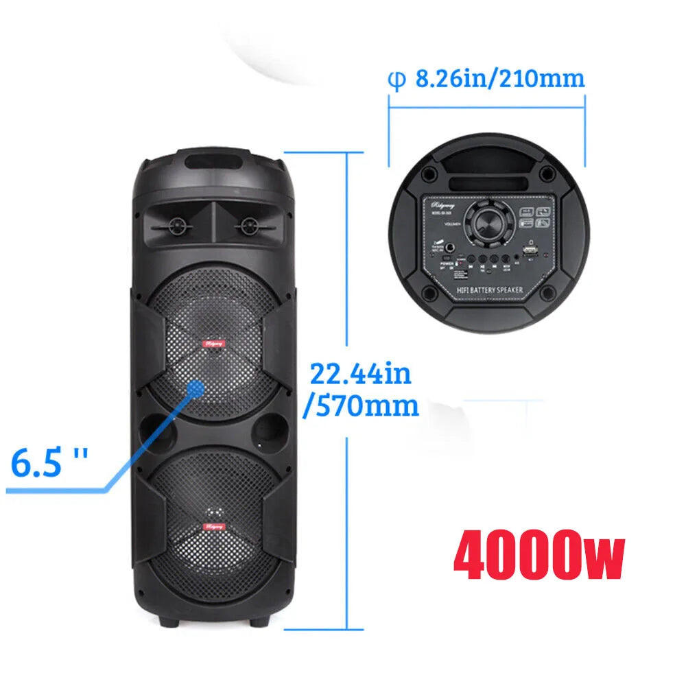 6000W Heavy Bass Bluetooth Party Speaker – Portable Outdoor Karaoke Sound System with RGB Lights & Microphone