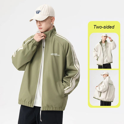 Unisex Reversible Outdoor Windproof Jacket – Splashproof Double-Sided Coat