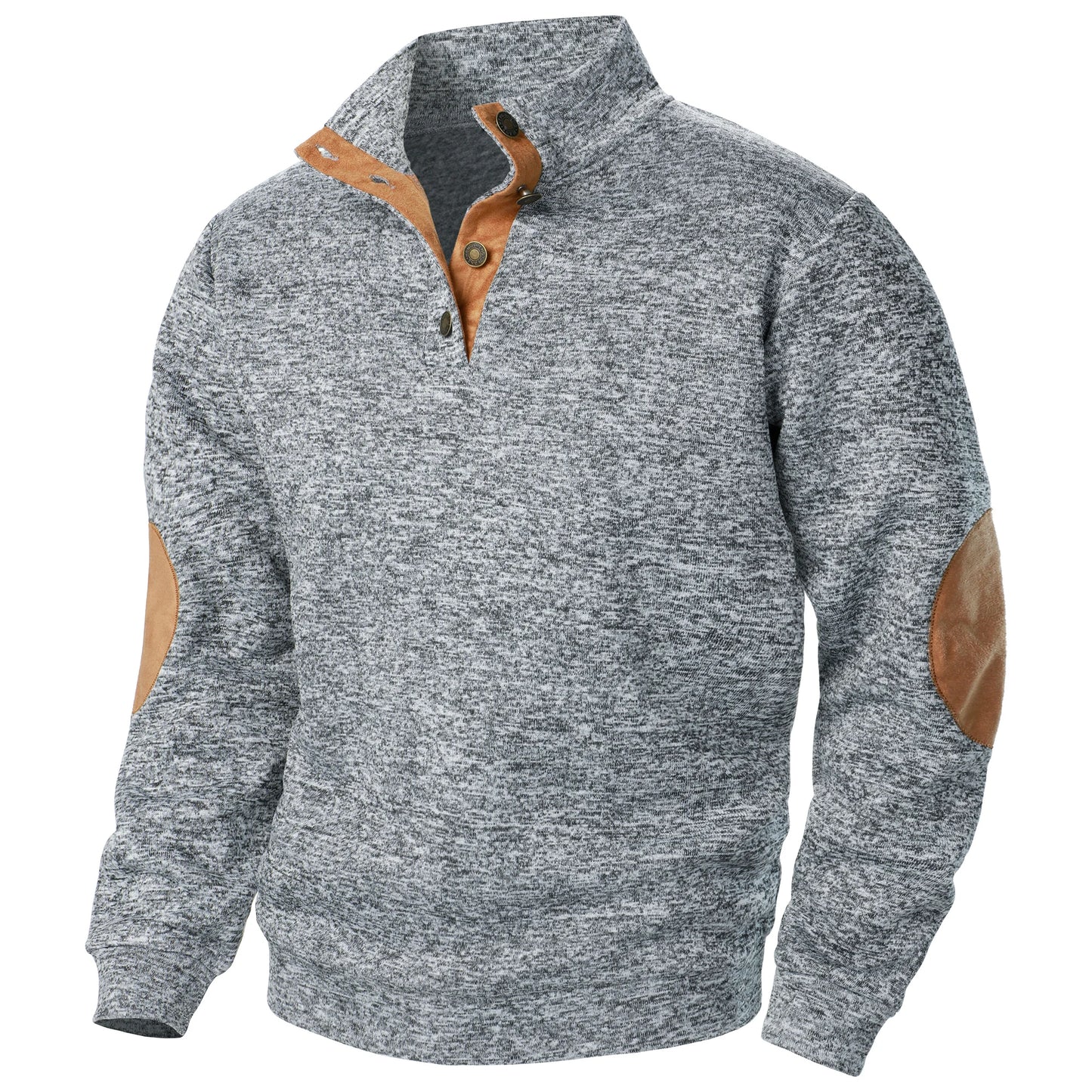 Stand Collar Padded Elbow Sweater