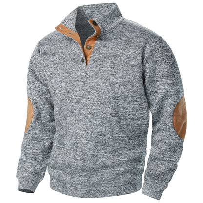 Stand Collar Padded Elbow Sweater