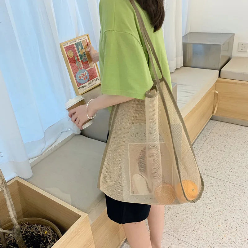 Fashion Mesh Designer Beach Travel Totes