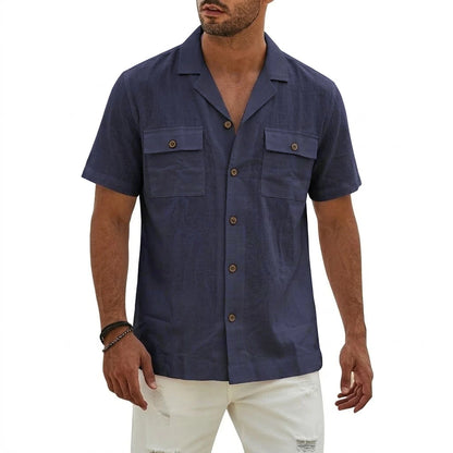 Men's Summer Cotton Linen Short Sleeve Shirt