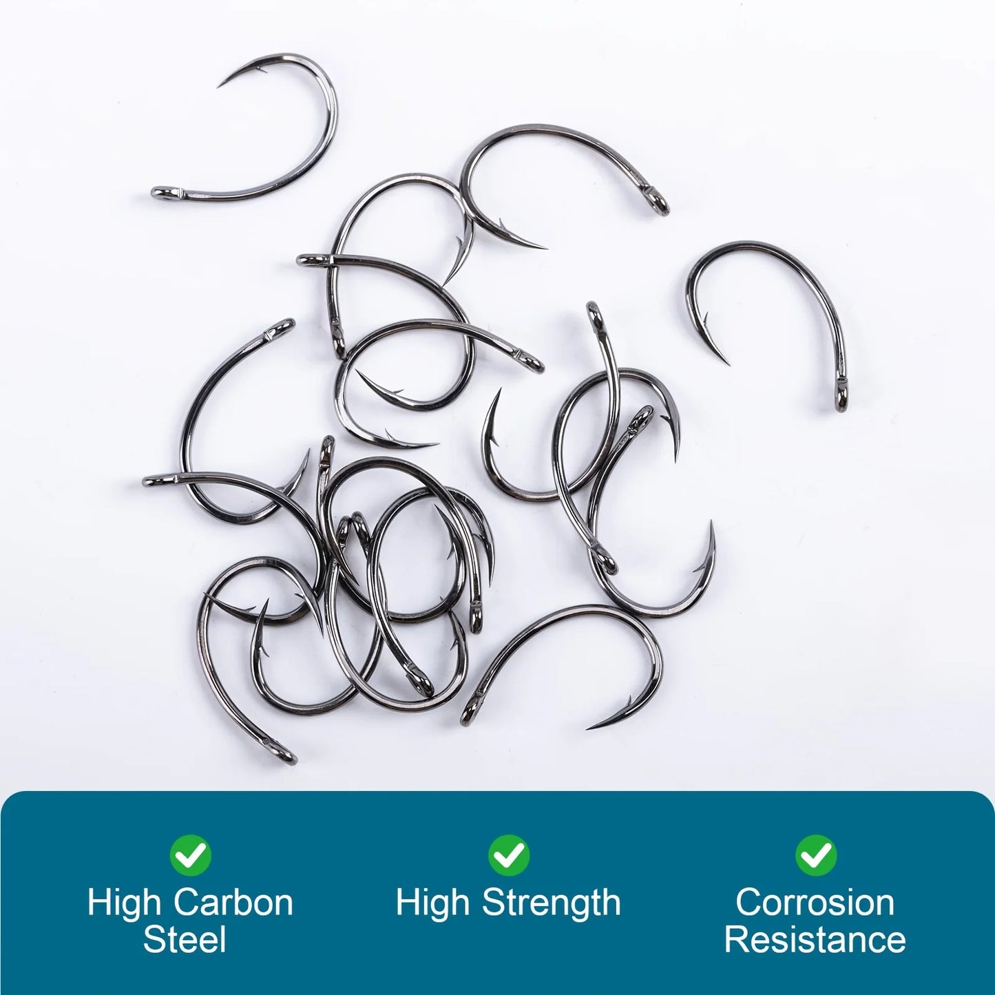 Goture 100pcs High Carbon Steel Circle Fishing Hooks