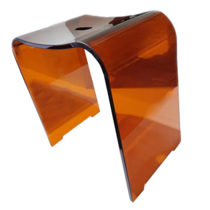Curved Transparent Resin Shower Stool & Luxury Bathroom Accent Chair