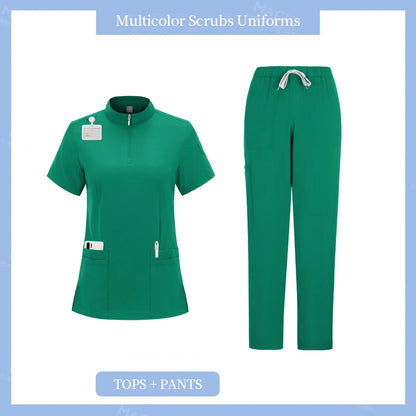 Women’s Stretch Medical Scrub Uniform Set (Top & Jogger Pants)
