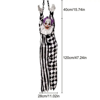 Animated Hanging Halloween Clown with Glowing Eyes & Sound Effects