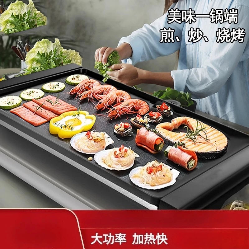 220V Electric Grill Hot Pot BBQ Combo Non-Stick Korean Style Smokeless Roast Pan