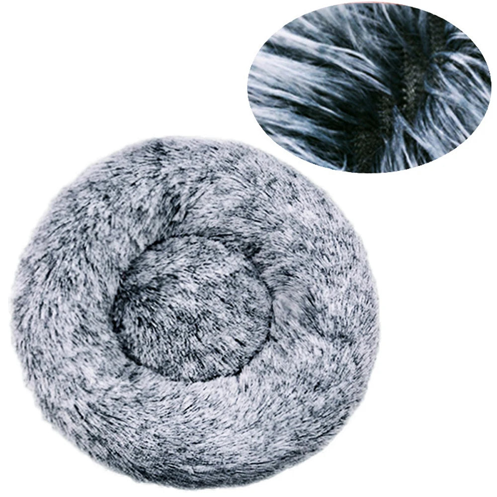 Round Warm Plush Washable Pet Bed
