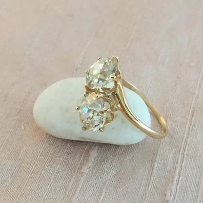 Huitan Double Round Cubic Zirconia Ring