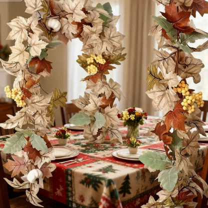 Autumn Maple Leaf & Pumpkin Vine Garland Wreath