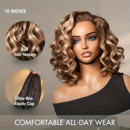 Human Hair Deep Wave Curly Honey Blonde Wig