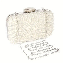Elegant Fashionable Beaded Clutch Bag with Long Chain