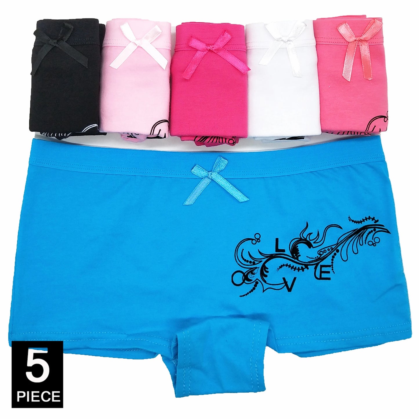 5Pcs Cotton Low Rise Boyshorts