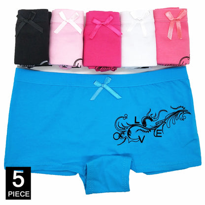 5Pcs Cotton Low Rise Boyshorts