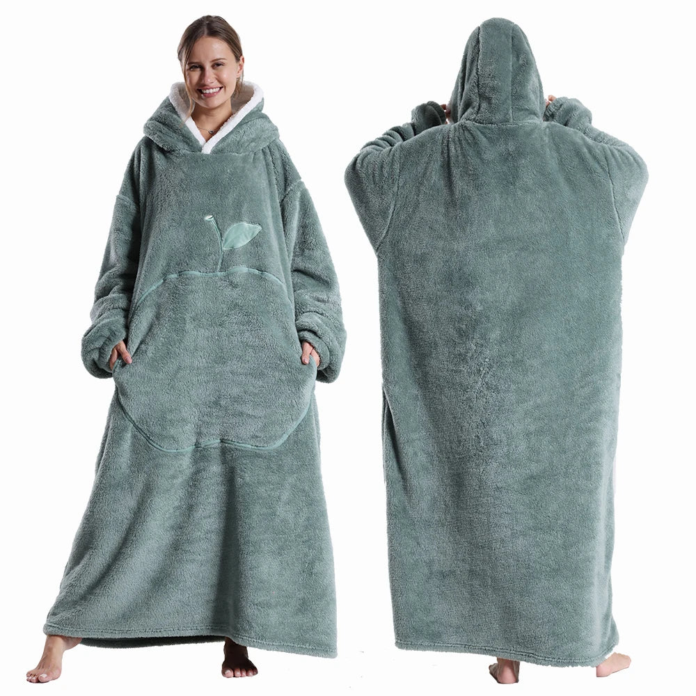 Extra Long Wearable Blanket Robe with Full Sleeves