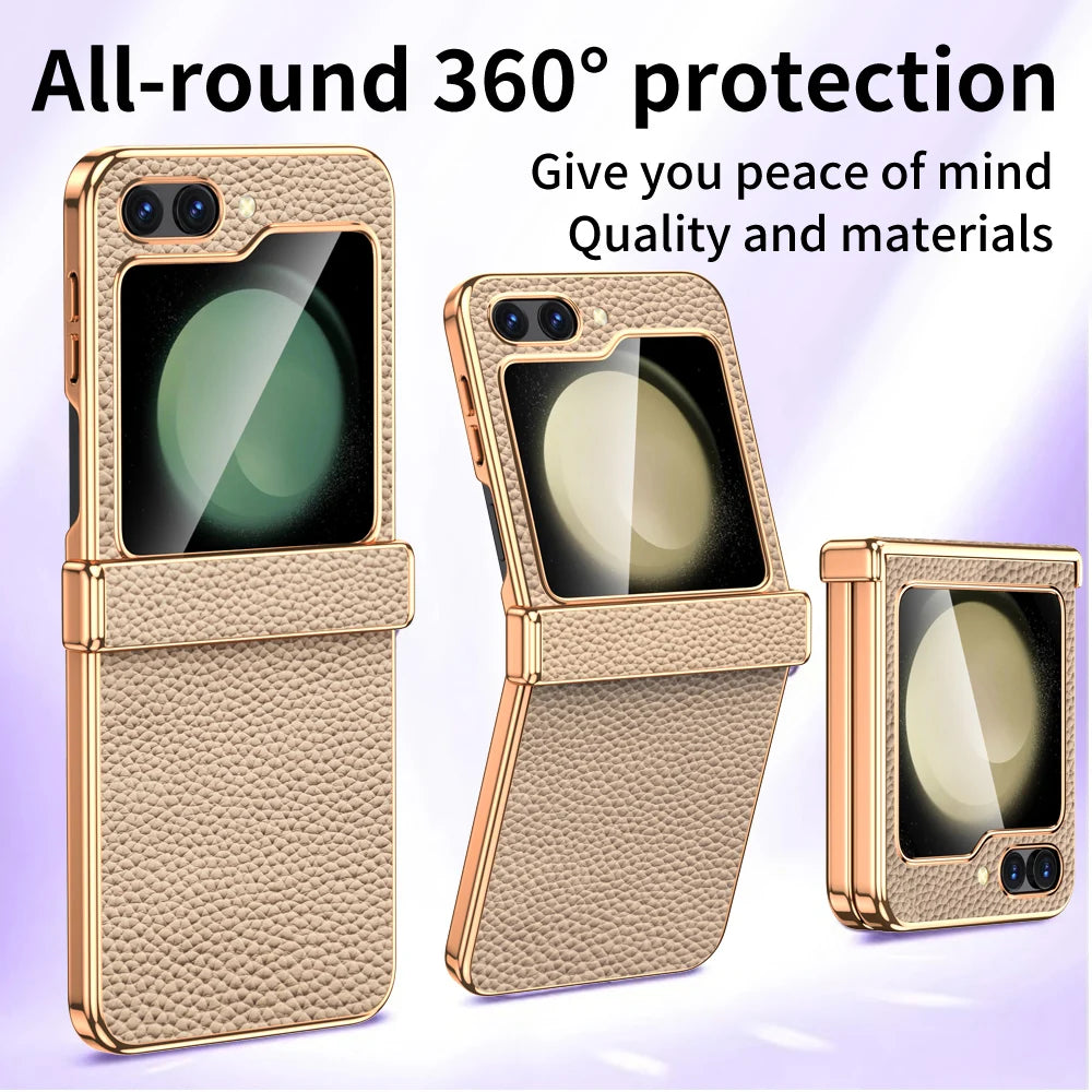 Luxury Genuine Cowhide Leather Case for Samsung Galaxy Z Flip Series