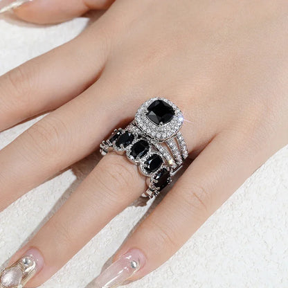 Gorgeous 2Pcs Set Brilliant Zirconia Rings