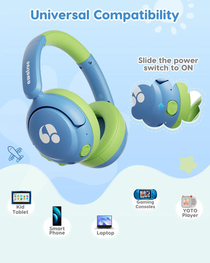 Kids Bluetooth 5.4 85dBA Safe Volume Lightweight Wireless Over-Ear Headsets
