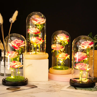 LED Galaxy Three Rose Artificial Flowers Gift without Battery