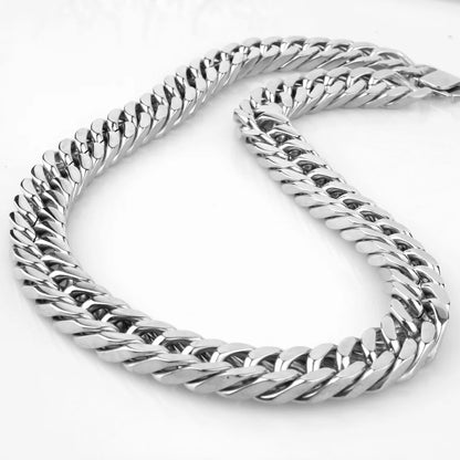 Wide Heavy Polished 316L Stainless Steel Cuban Chain Necklace