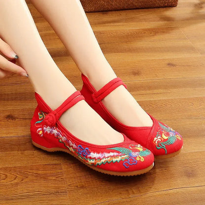 Retro Embroidered Anti-Skid Ballet Shoes