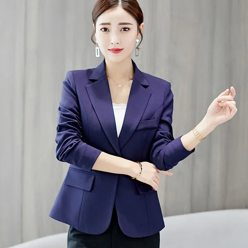 Women's Formal Slim Fit Notched Collar Blazer - Office Work Suit Jacket