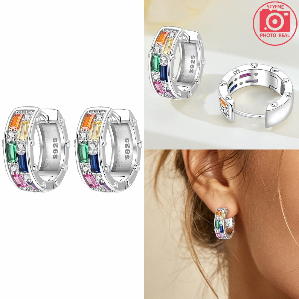 925 Sterling Silver Dancing Bee Hoop Earrings – Cute Enamel Zircon Jewelry