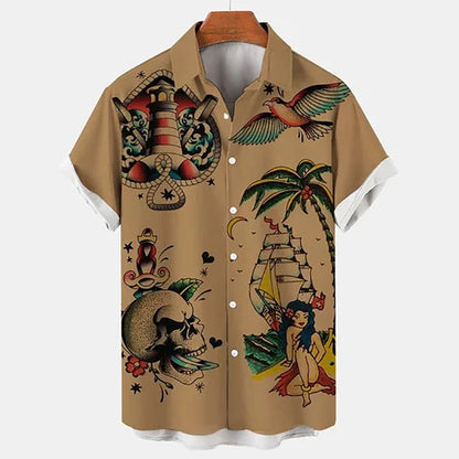 Vibrant Parrot Tropical Floral Print Shirt