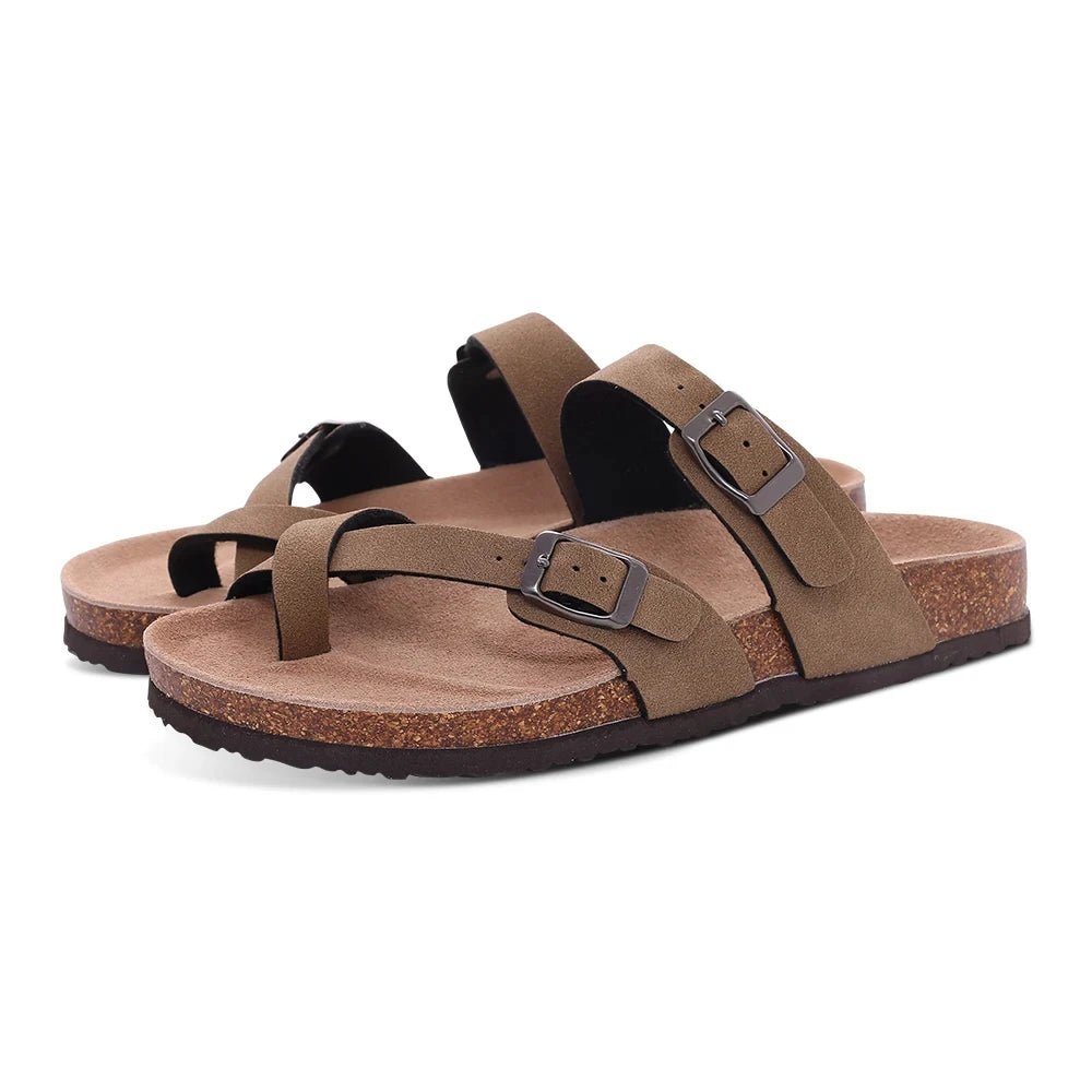 Litfun Leather Cork Slippers