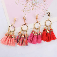 Trendy Bohemian Statement Tassel Clip On Earrings