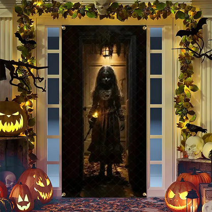 Spooky Ghostly Clown Door Curtain Backdrop
