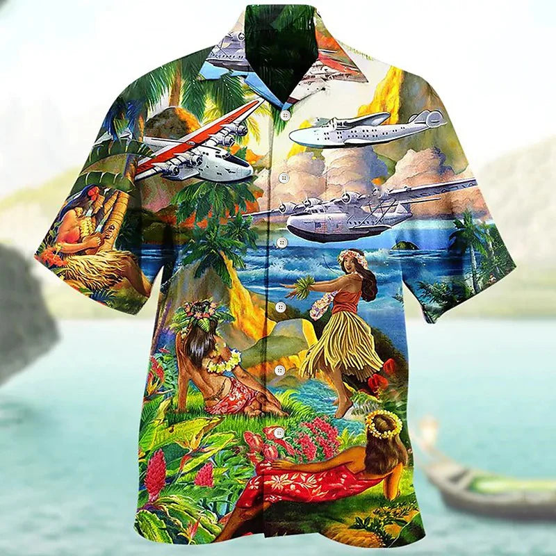 Loose Breathable 3D Print Trendy Hawaiian Shirts