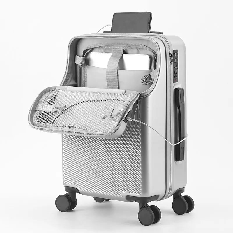 Front-Opening Multifunctional Zippered Case With Cup Holder & USB Port
