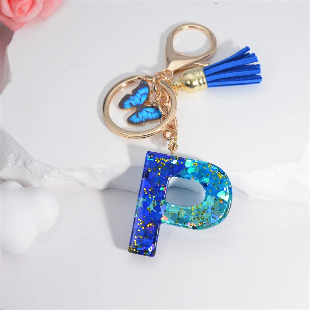 Alphabet Tasseled Keychain