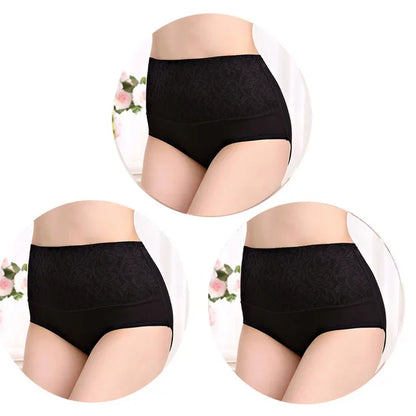 3Pcs Cotton High Waist Abdominal Briefs