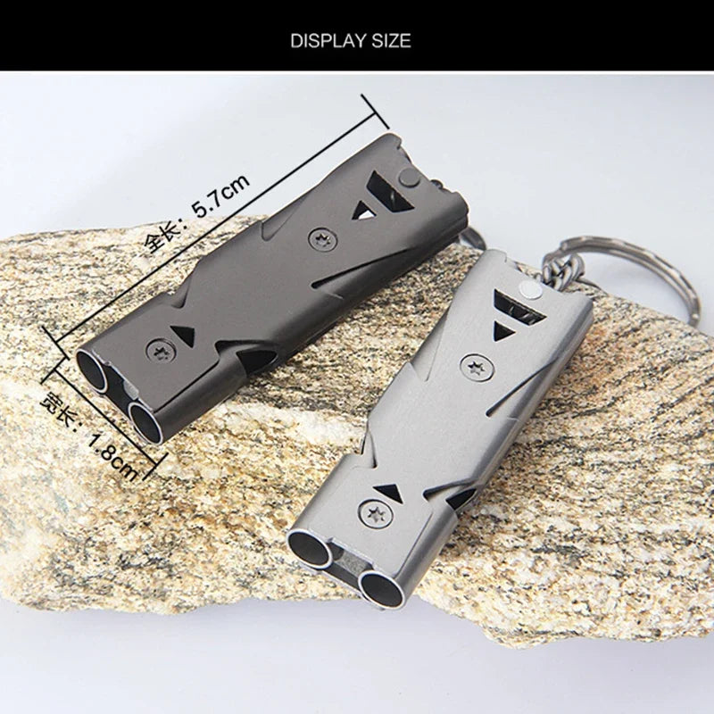 Portable 180 db Aluminum Alloy Double Tube Lifesaving Emergency Whistle