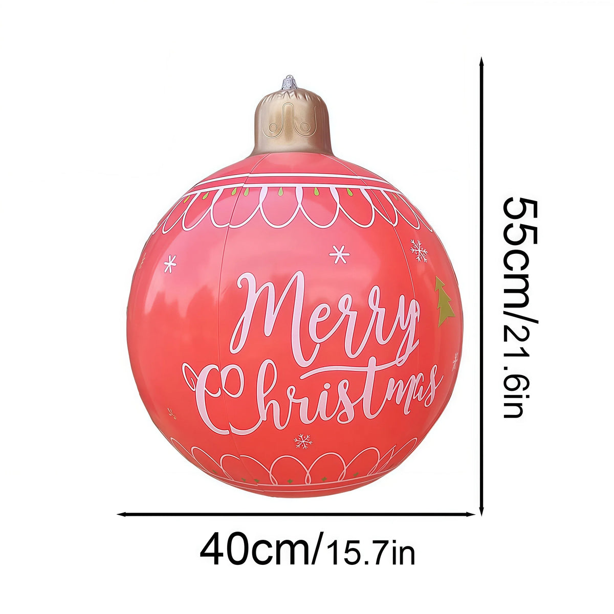 40cm Outdoor Inflatable Christmas Decorated Ball - PVC Giant Ornament for Xmas Tree & Home Yard
